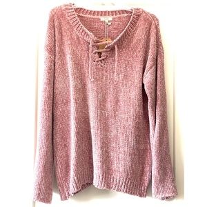 NWT Kori America Lace Up Chunky Knit Sweater